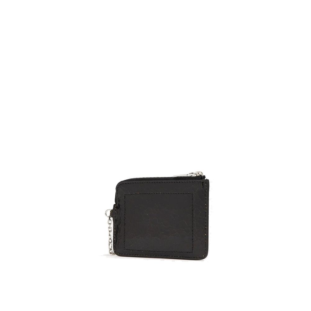 Alexander McQueen Sling Crackled Leather Zip Coin Pouch - Black