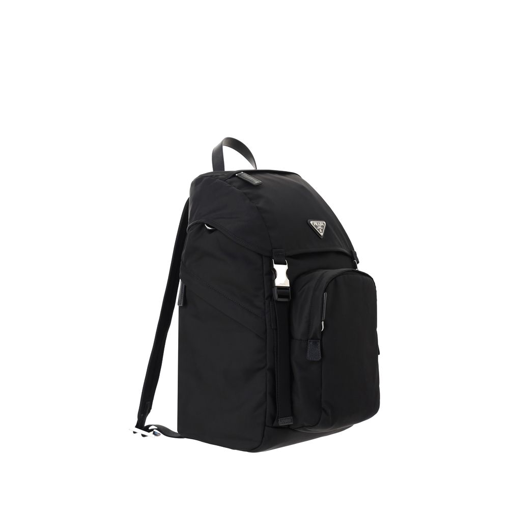 Prada (No Profit) Re-Nylon & Saffiano Leather Backpack - Black