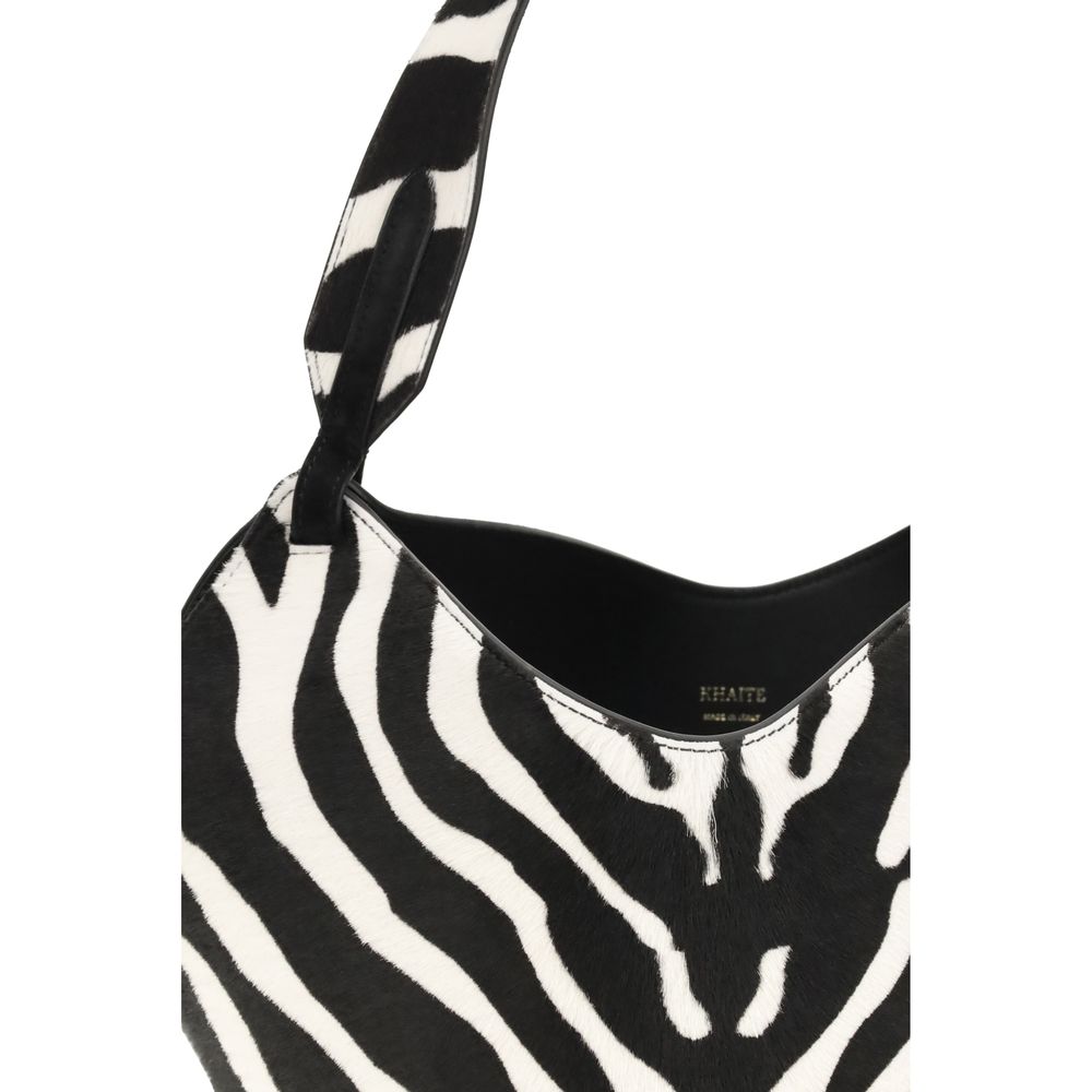 Khaite Mini Lotus Tote - Zebra Print Haircalf & Black Suede