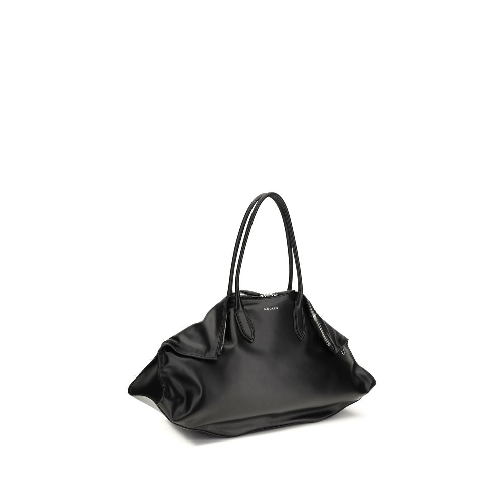 Alexander McQueen Maxi Manta Shoulder Bag - Black Calf Leather