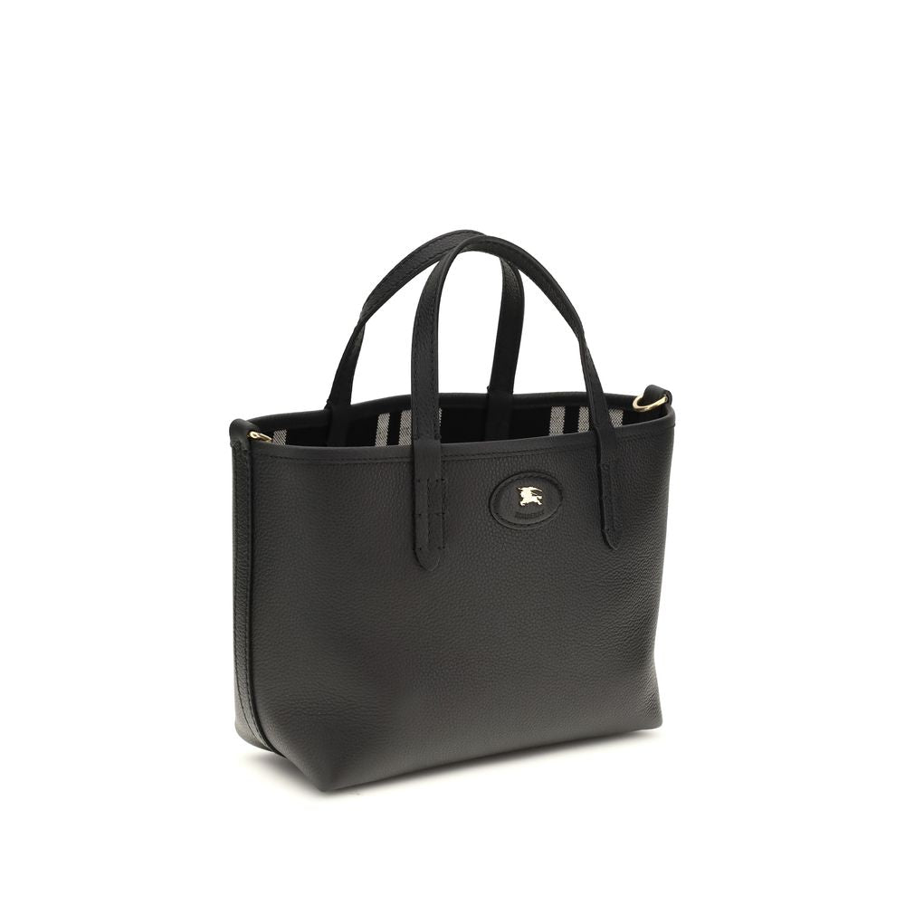 Burberry Mini Reversible Bloomsbury Tote in Grainy Leather - Black / Calico Beige