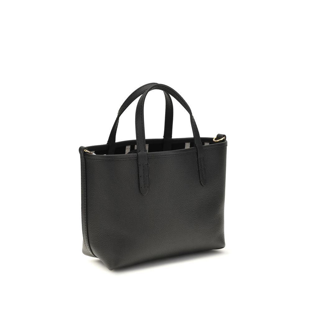 Burberry Mini Reversible Bloomsbury Tote in Grainy Leather - Black / Calico Beige