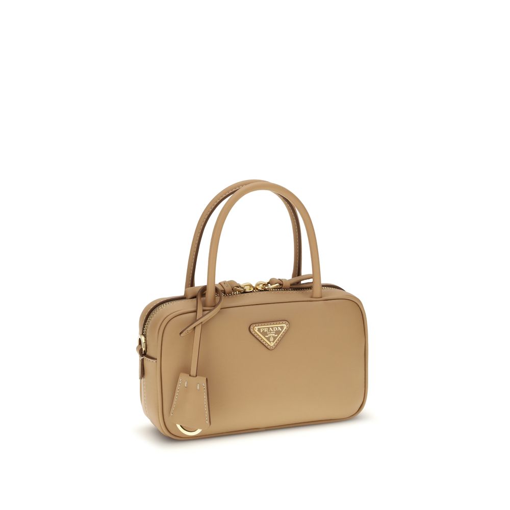 Prada Calf Leather Mini Handbag - Beige
