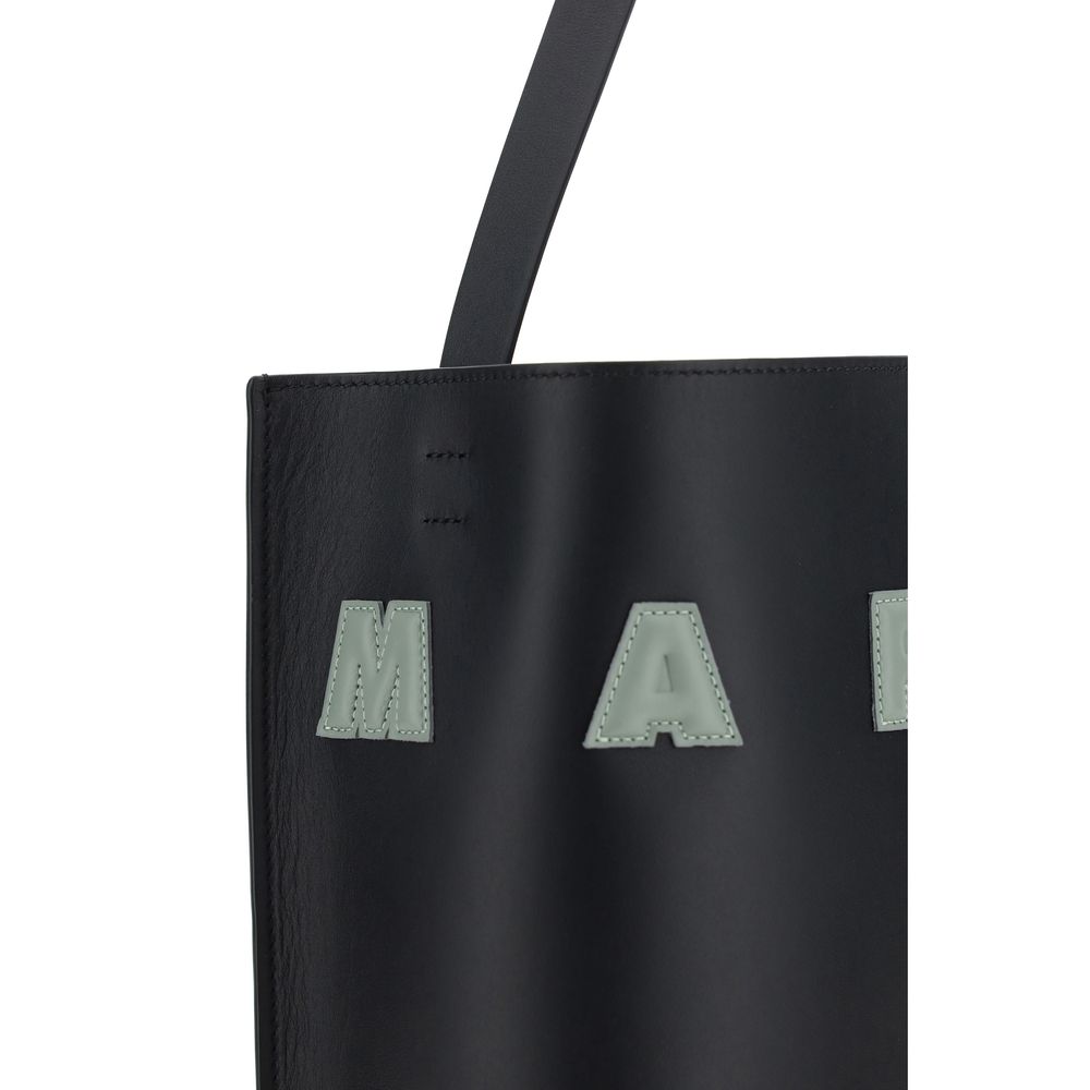 Marni Museo Small Hobo Bag with Patches – Black Calfskin Leather