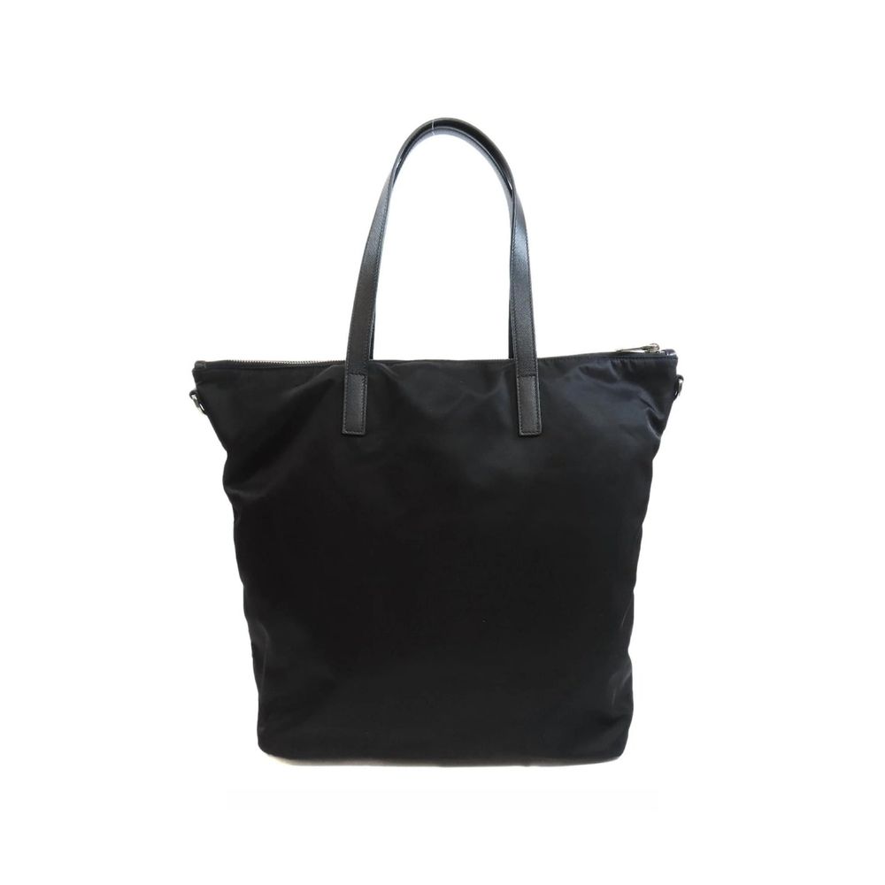 Prada Nylon & Leather Tote Bag - Black
