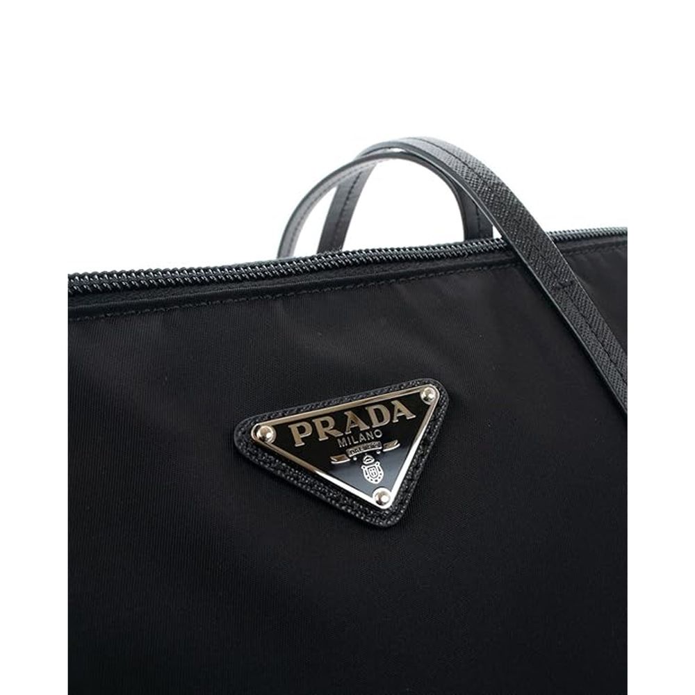 Prada Nylon & Leather Tote Bag - Black