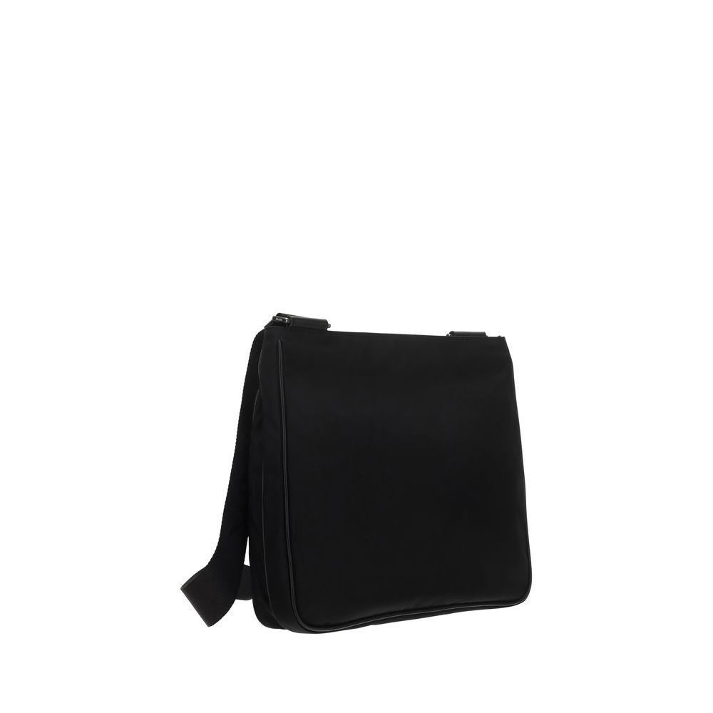 Prada Re-Nylon and Saffiano Leather Square Shoulder Bag - Black