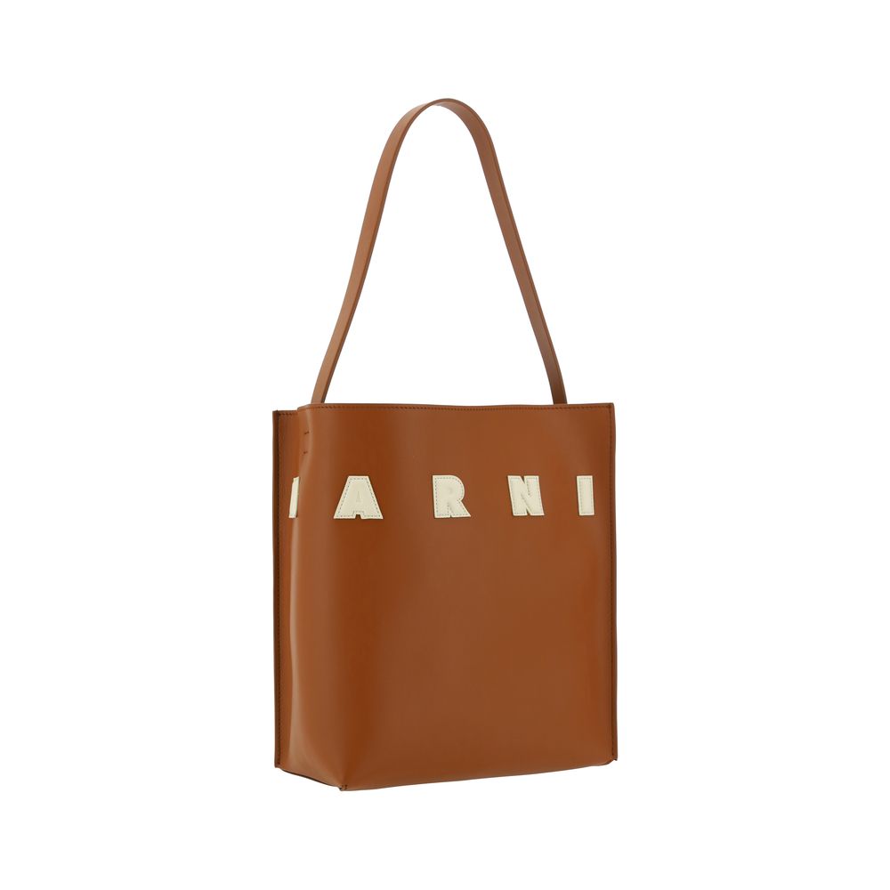 Marni Museo Small Hobo Bag with Patches – Moca Calfskin Leather