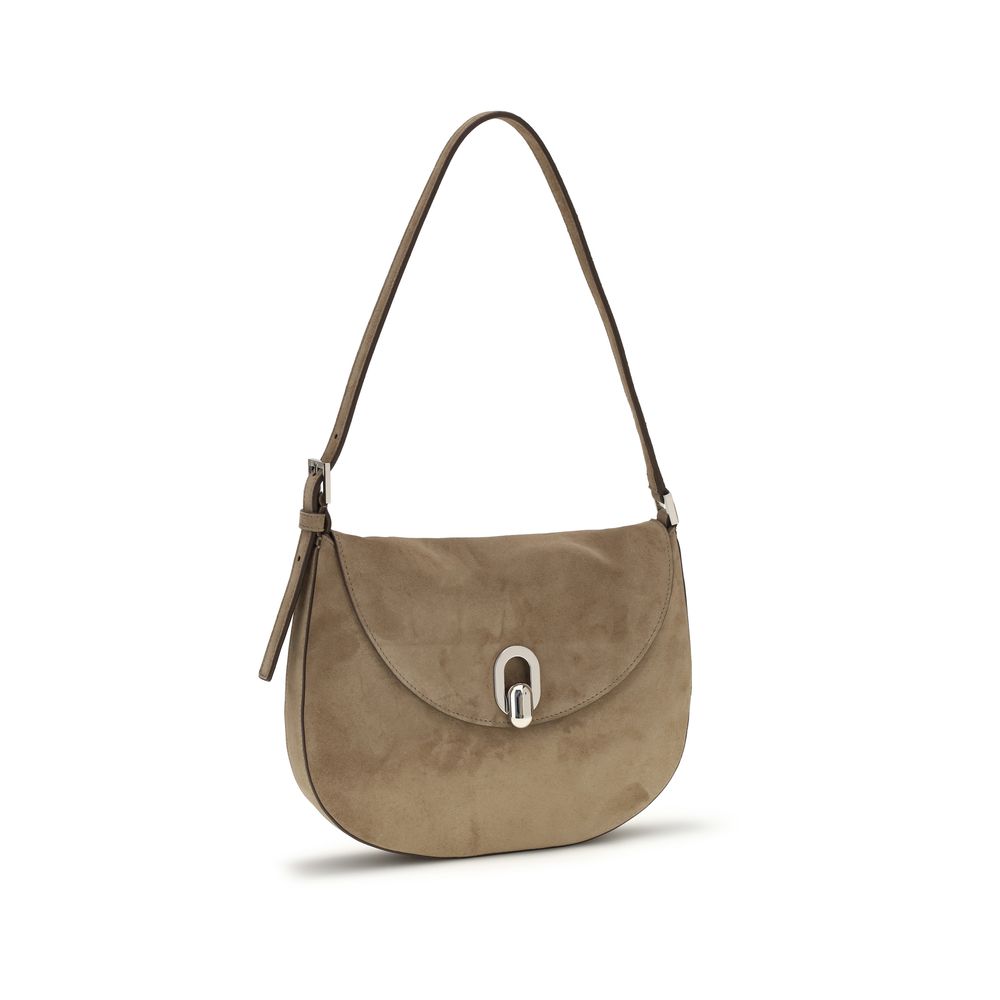 Savette Small Tondo Hobo Shoulder Bag - Suede Taupe