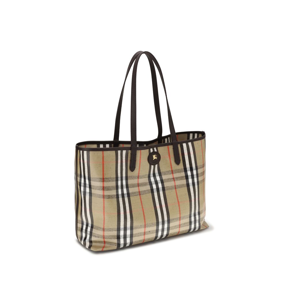 Burberry Medium Highlands Tote in Coated Jacquard Check - Sand