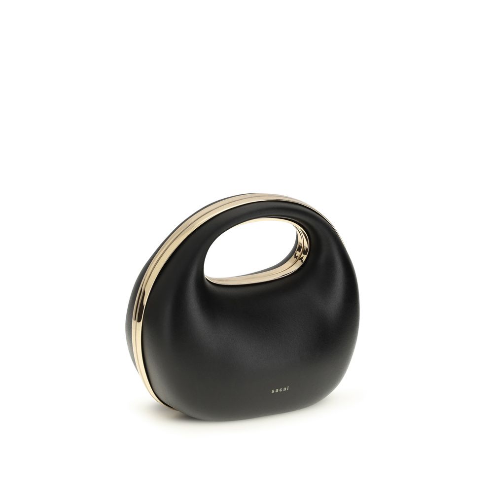Sacai Round Leather Handbag - Black