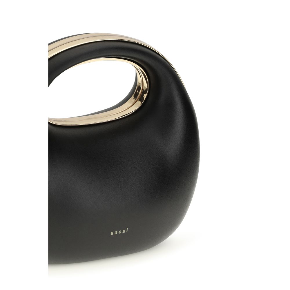Sacai Round Leather Handbag - Black