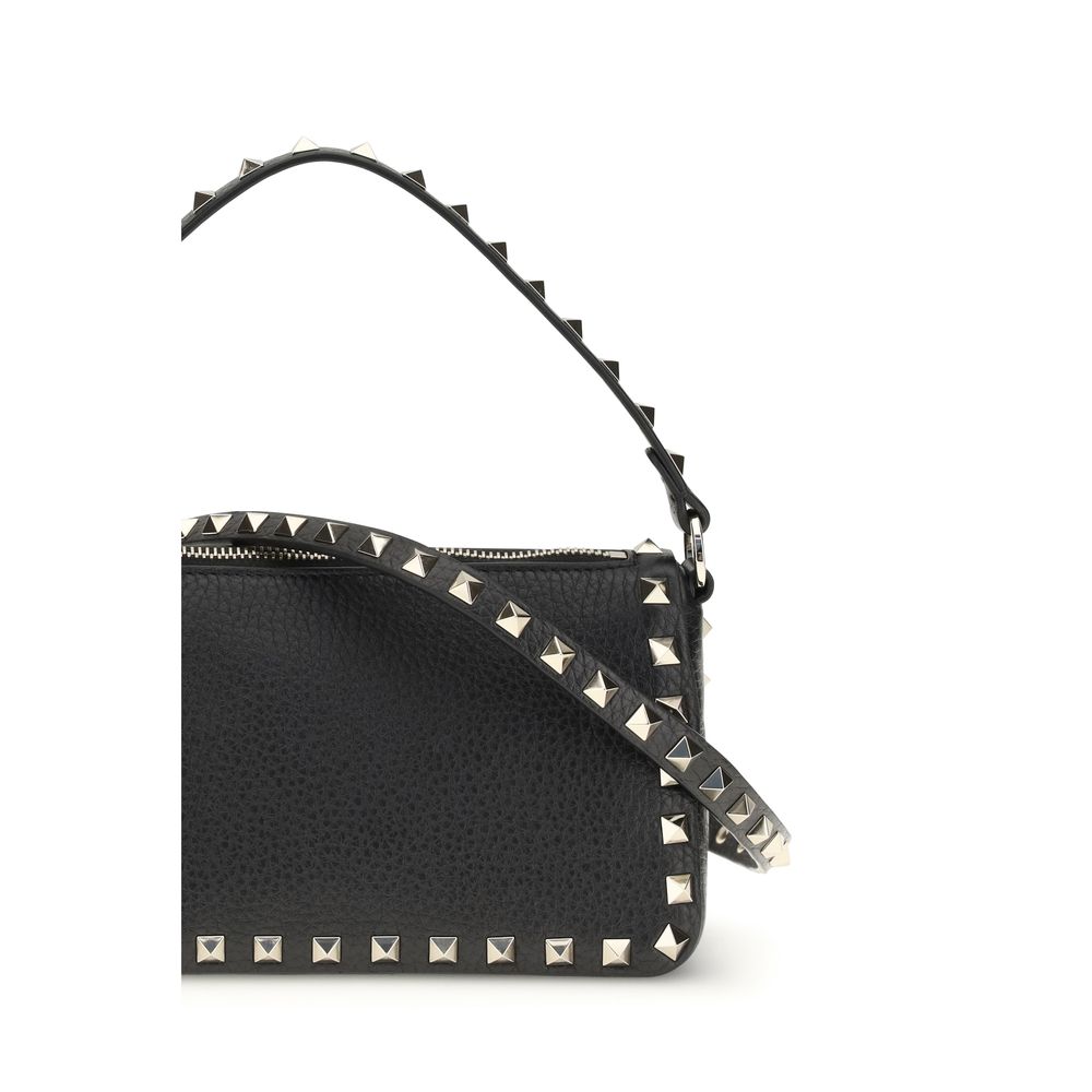 Valentino Garavani Rockstud Small Crossbody Bag w/ Hook Closure - Black