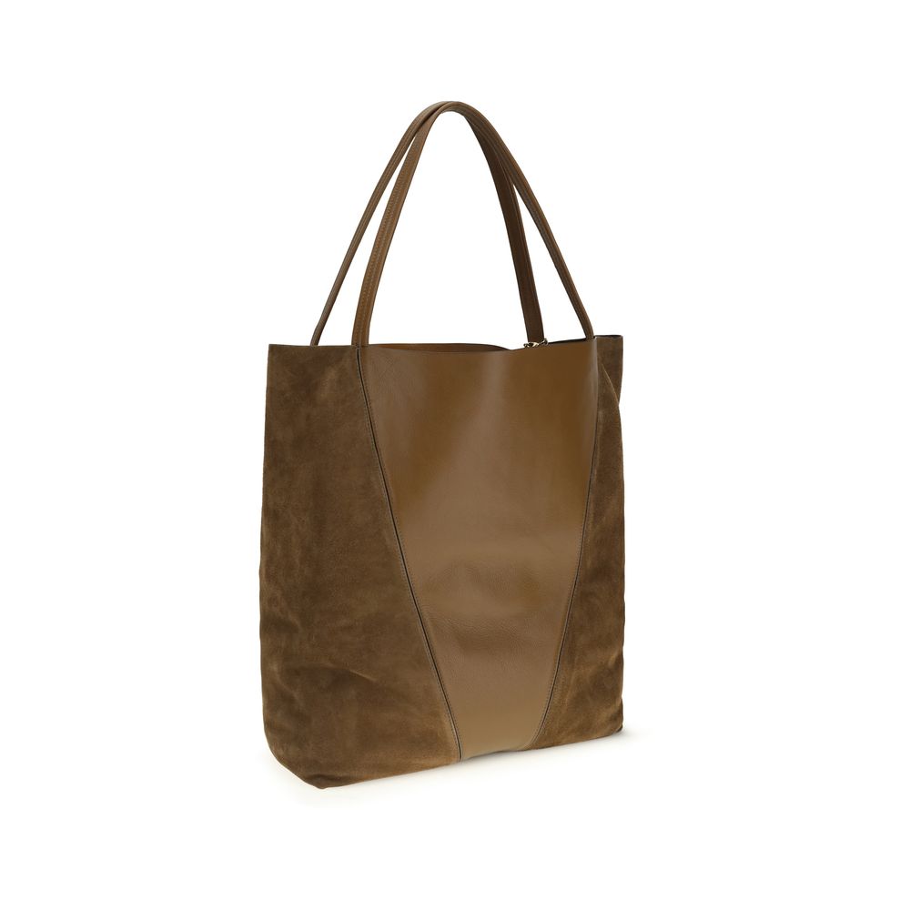 Chloé Spin Tote Bag Large – Dark Khaki Grained & Suede Buffalo Leather
