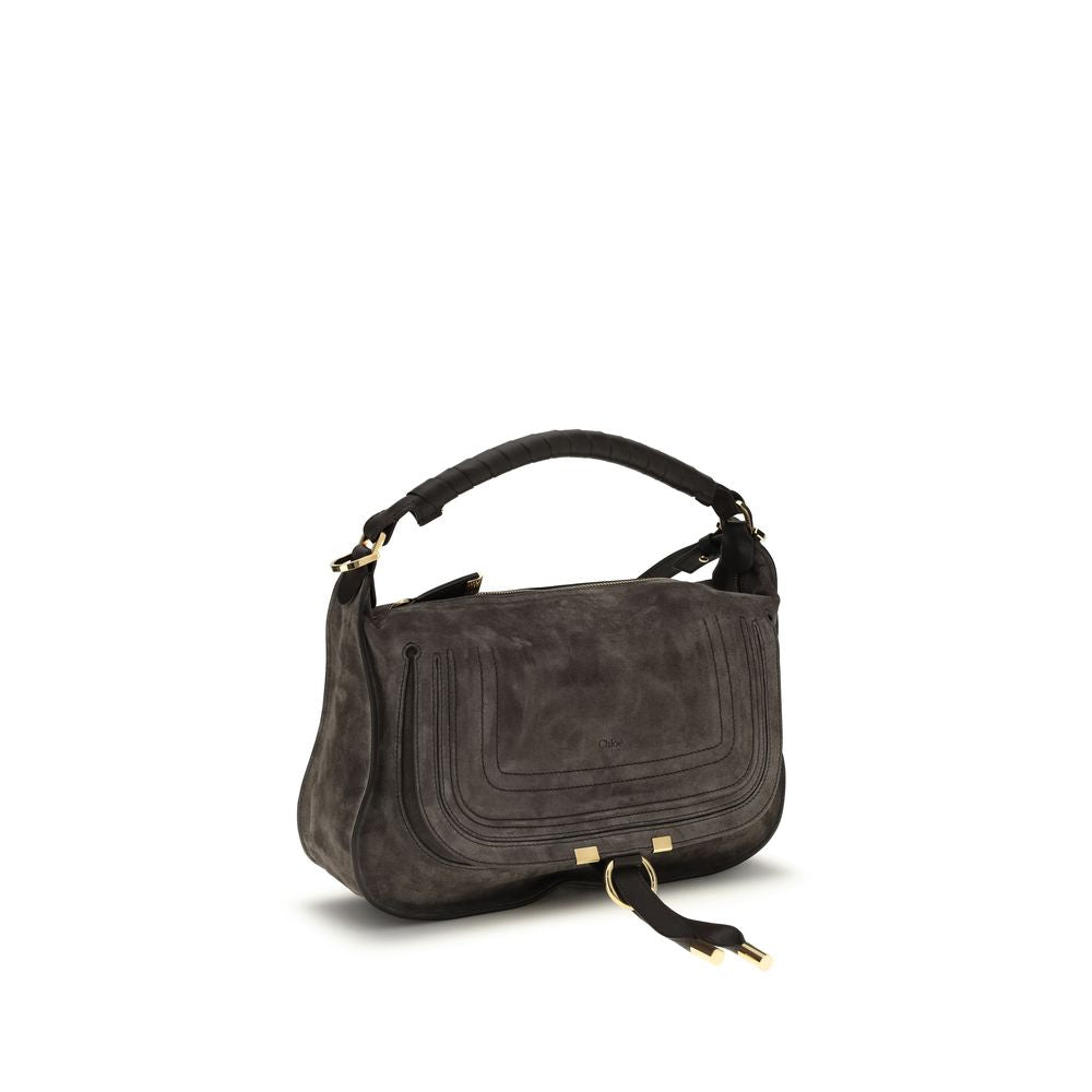 Chloé Small Marcie Shoulder Bag - Kohl Brown Suede Calfskin