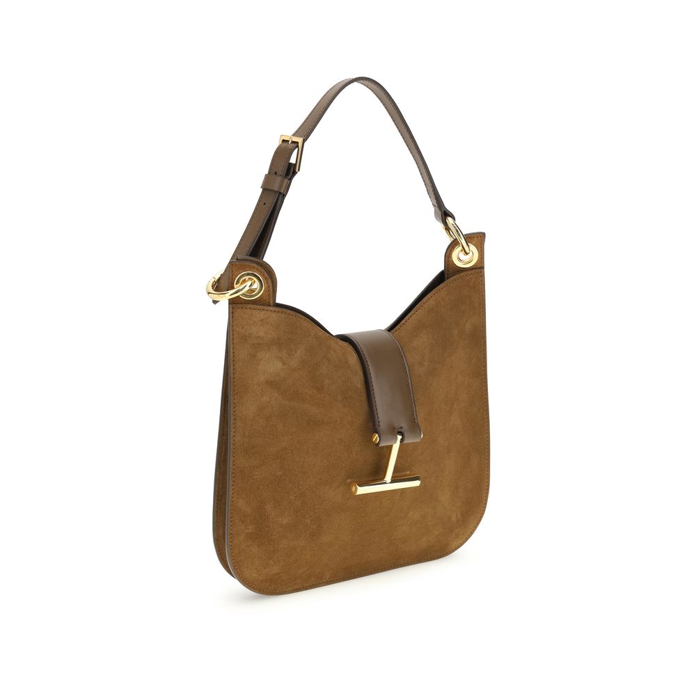 Tom Ford Tara Small Crossbody Bag - Brown Suede