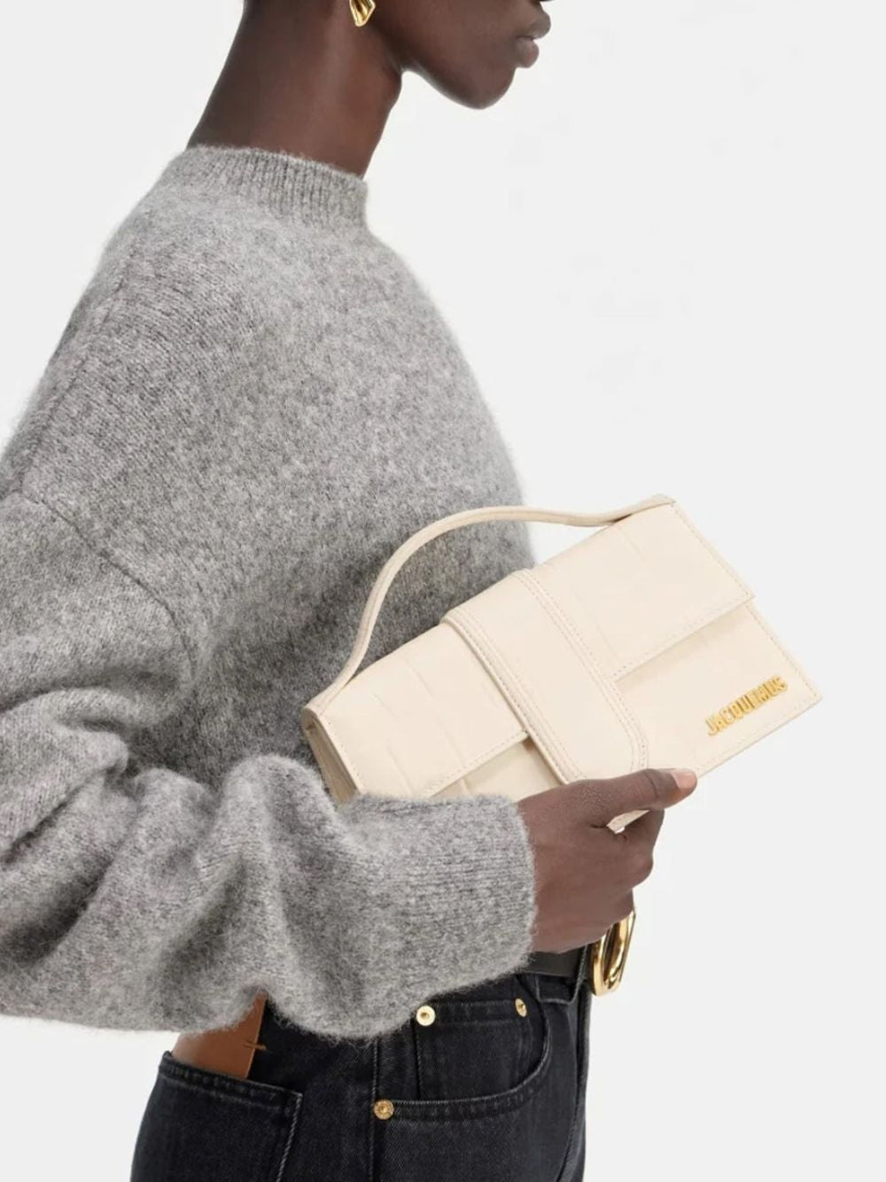 Jacquemus Le Grand Bambino - White Croco-Embossed