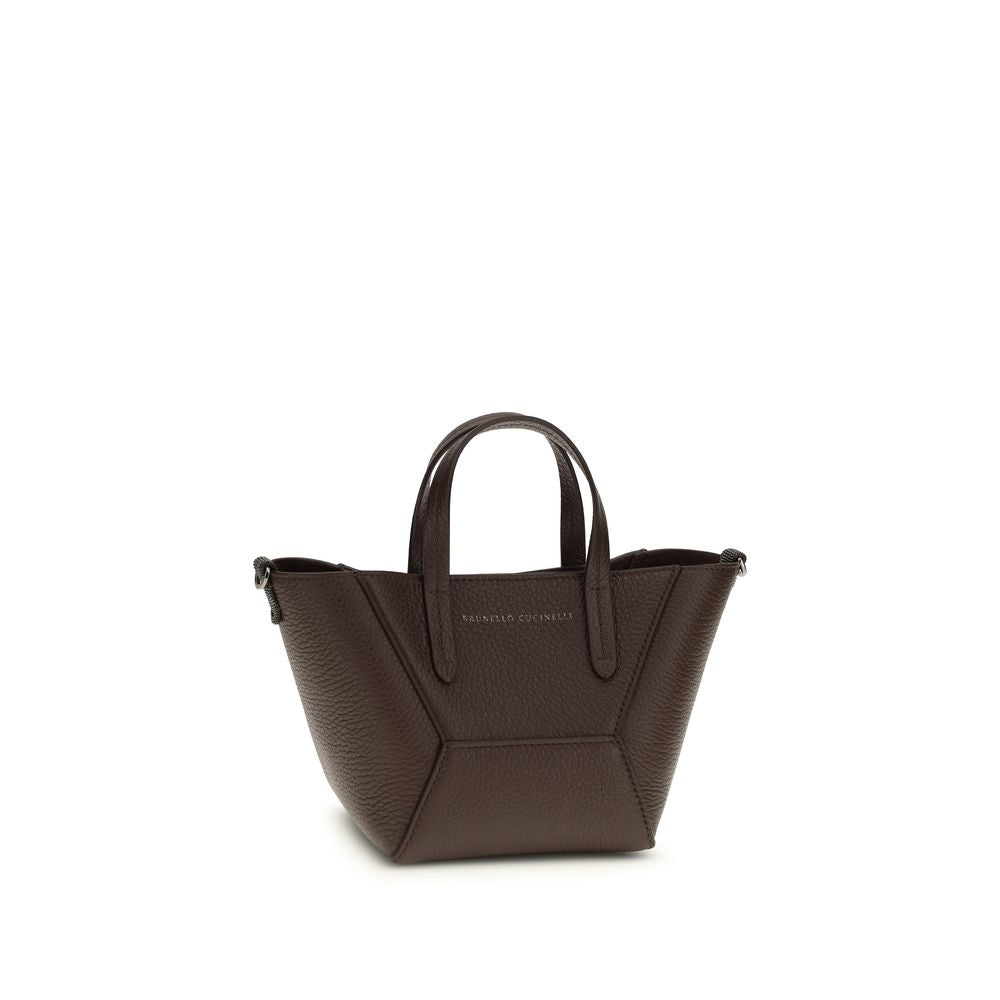 Brunello Cucinelli BC Duo Mini Bag – Dark Brown with Monili Detail