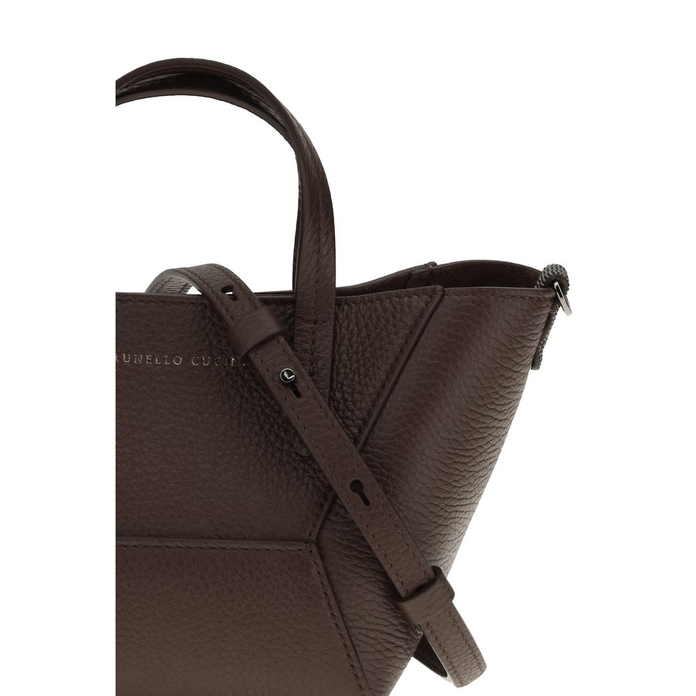 Brunello Cucinelli BC Duo Mini Bag – Dark Brown with Monili Detail