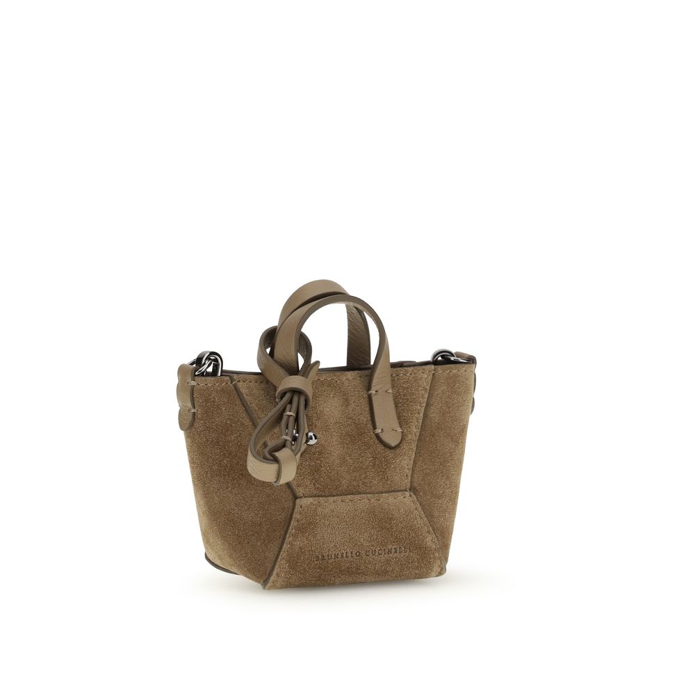 Brunello Cucinelli BC Duo Micro Suede Bag – Light Brown with Monili Chain