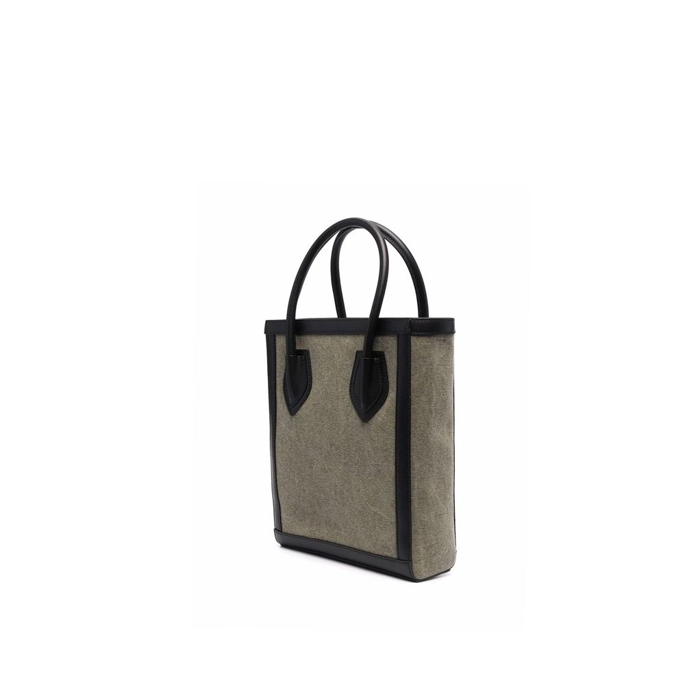 Balmain B-Army Vertical Canvas and Leather Tote Bag - Khaki