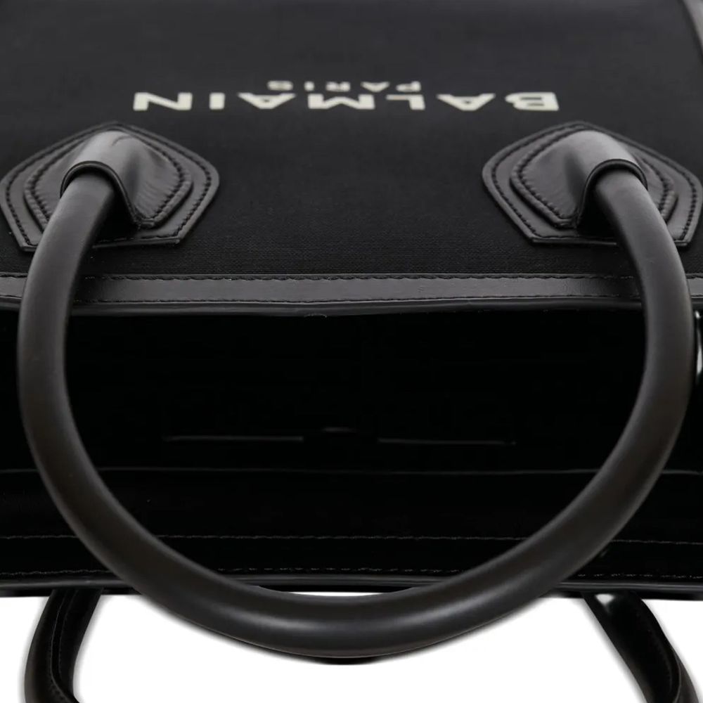 Balmain B-Army Vertical Canvas and Leather Tote Bag - Black