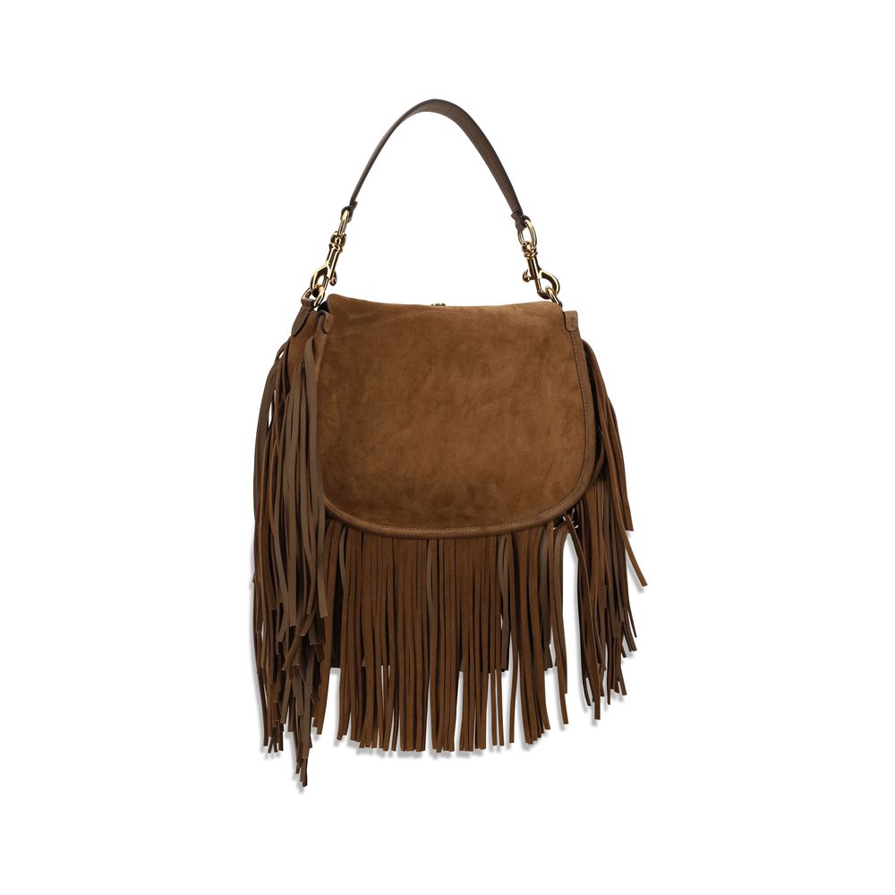 Etro Medium Pony Bag with Fringes - Suede Camel