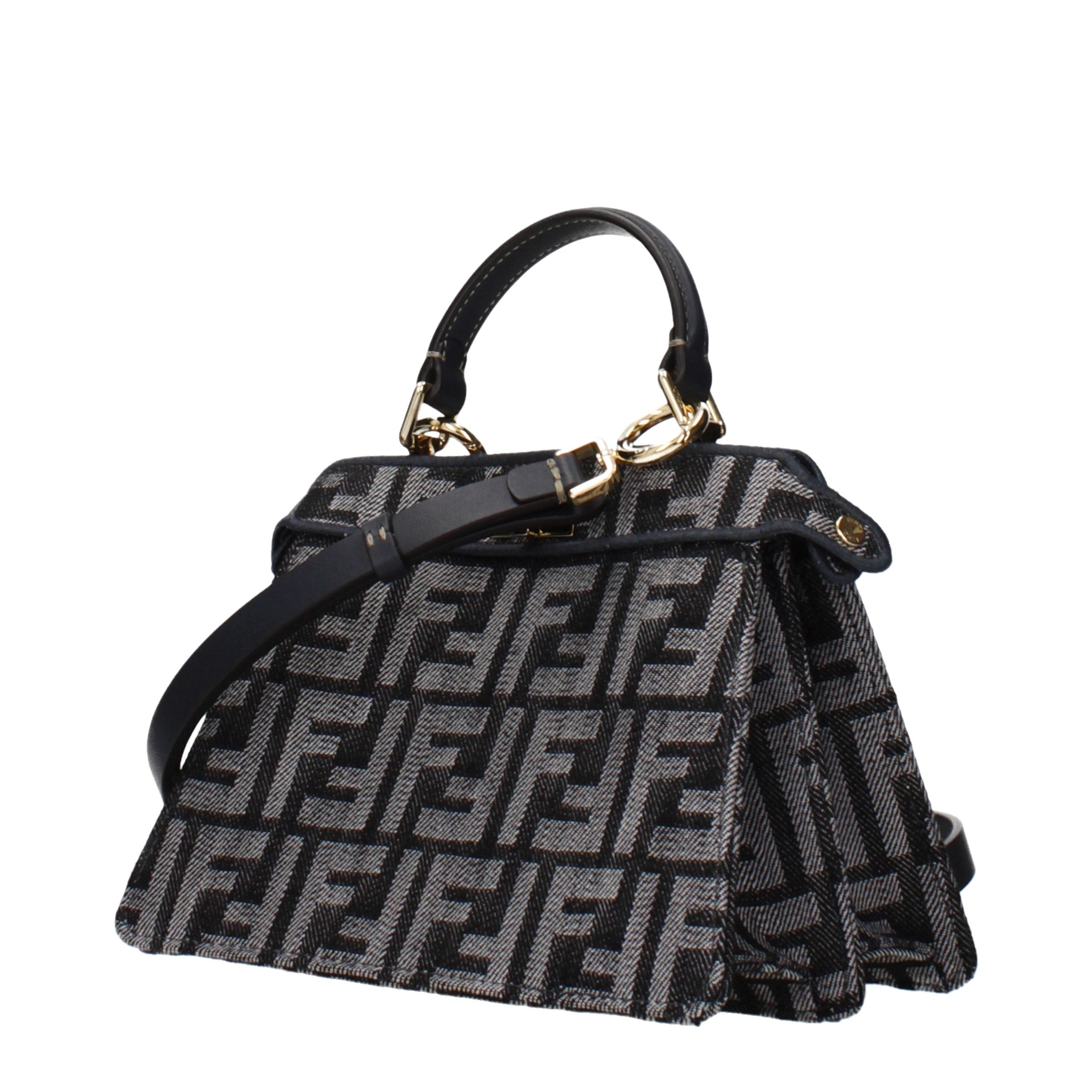 Fendi Peekaboo ISeeU Petite - Dark Blue Denim-Effect FF Jacquard