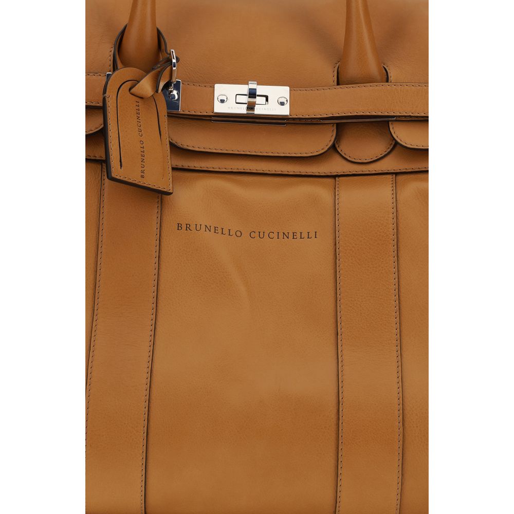 Brunello Cucinelli Cognac Calfskin Country Bag