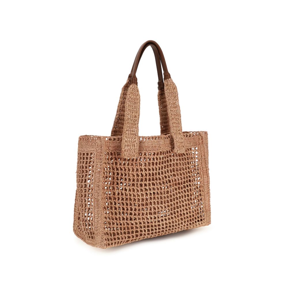 Chloé Summer Banana East-West Tote Bag in Raffia - Summery Beige