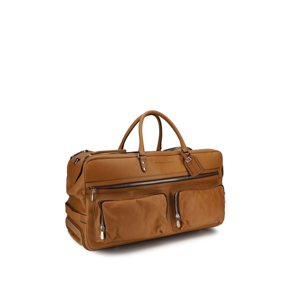 Brunello Cucinelli Cowhide Trolley Bag - Cognac