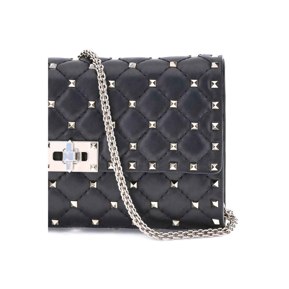 Valentino Garavani Rockstud Spike Crossbody Clutch - Black Nappa Leather