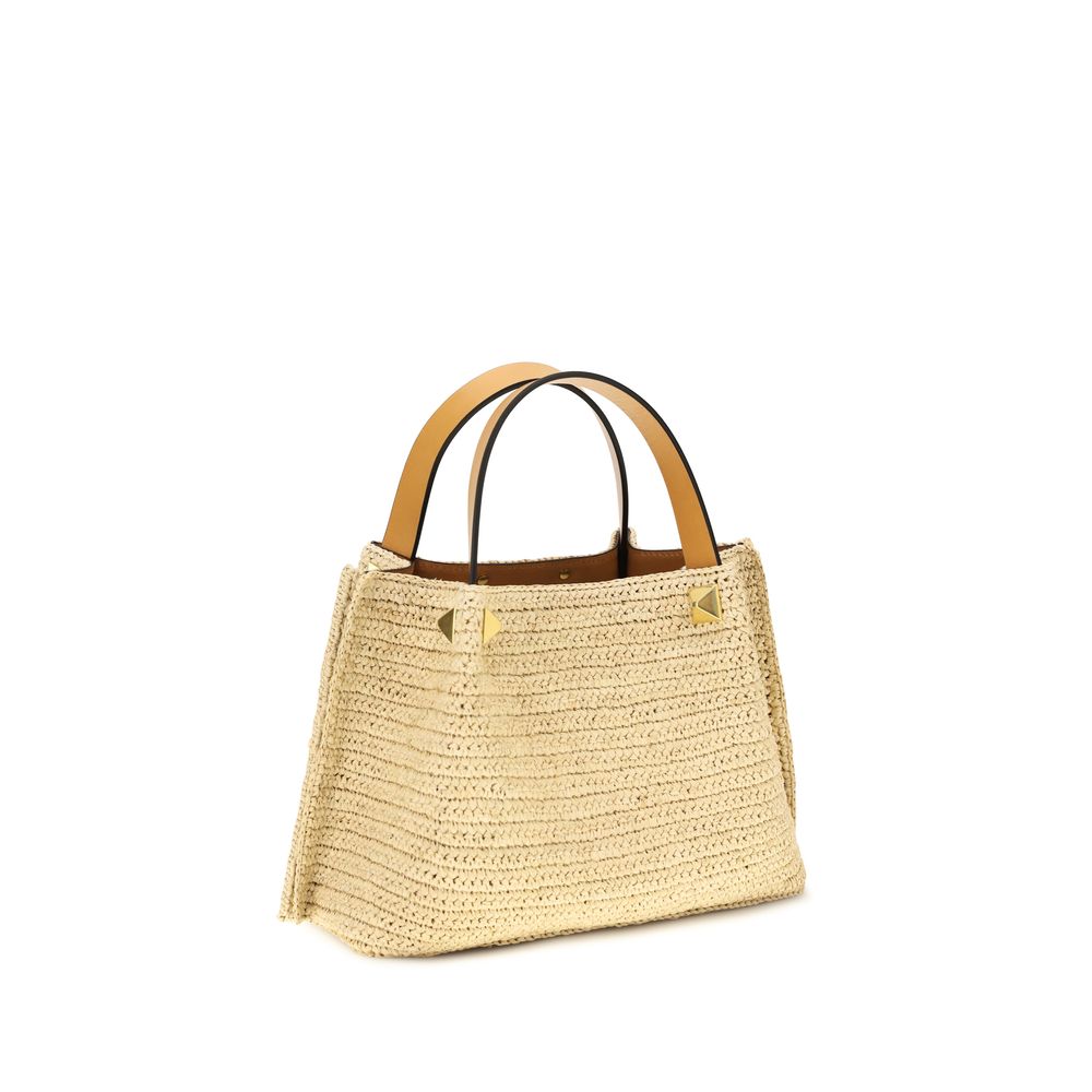 Valentino Garavani Small Raffia Shopping Bag - Natural