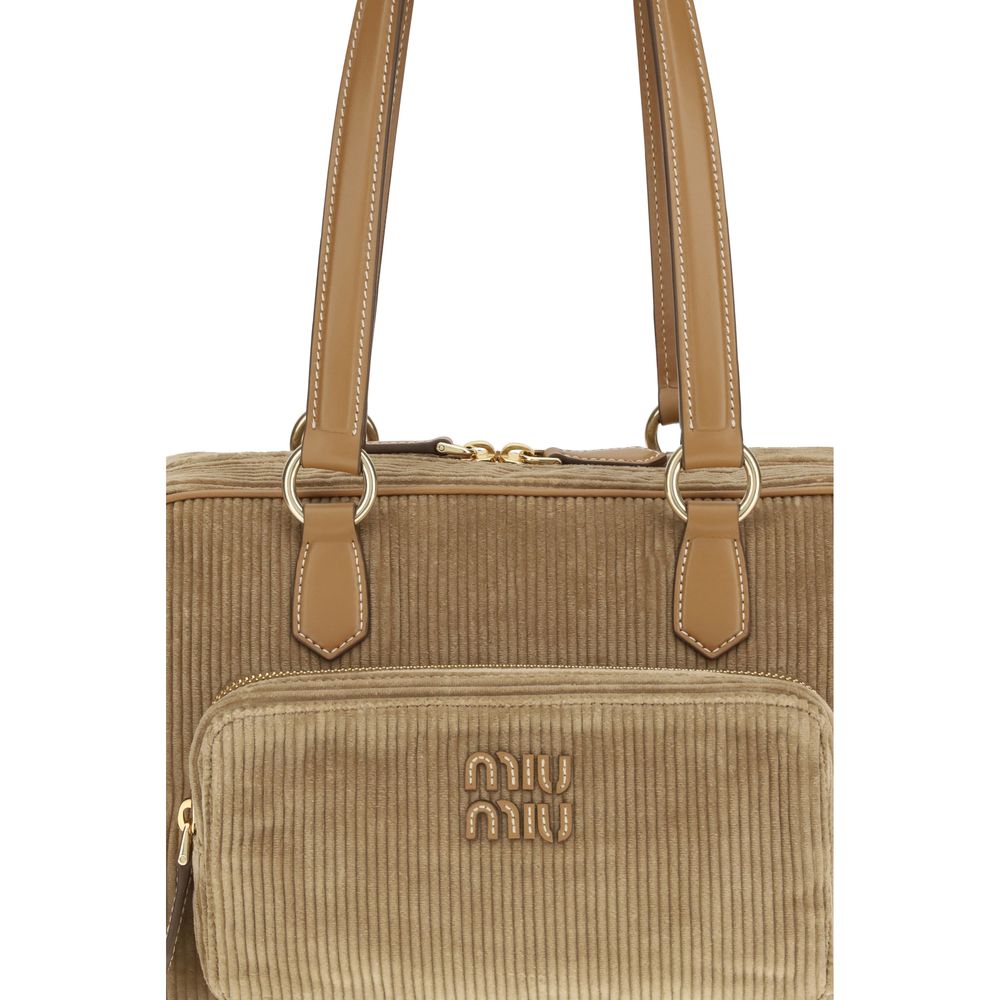 Miu Miu Corduroy Multi-Pocket Shoulder Bag - Cinnamon Brown