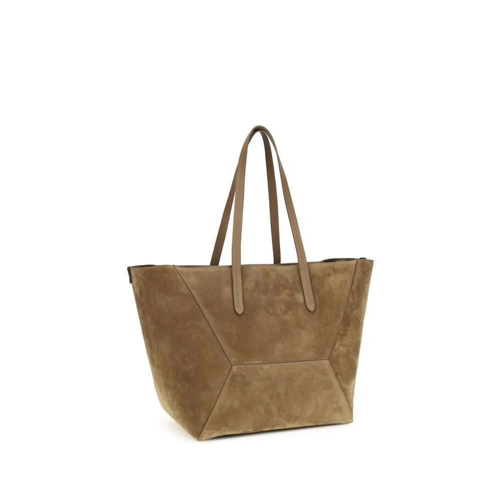 Brunello Cucinelli BC Duo Suede Bag with Monili - Bark