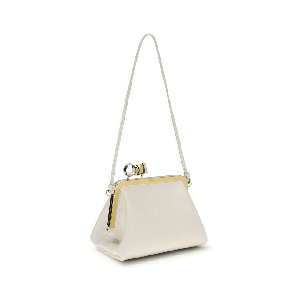 Jacquemus Le Berlingot Small Clasp Bag – Light Ivory Croc-Embossed