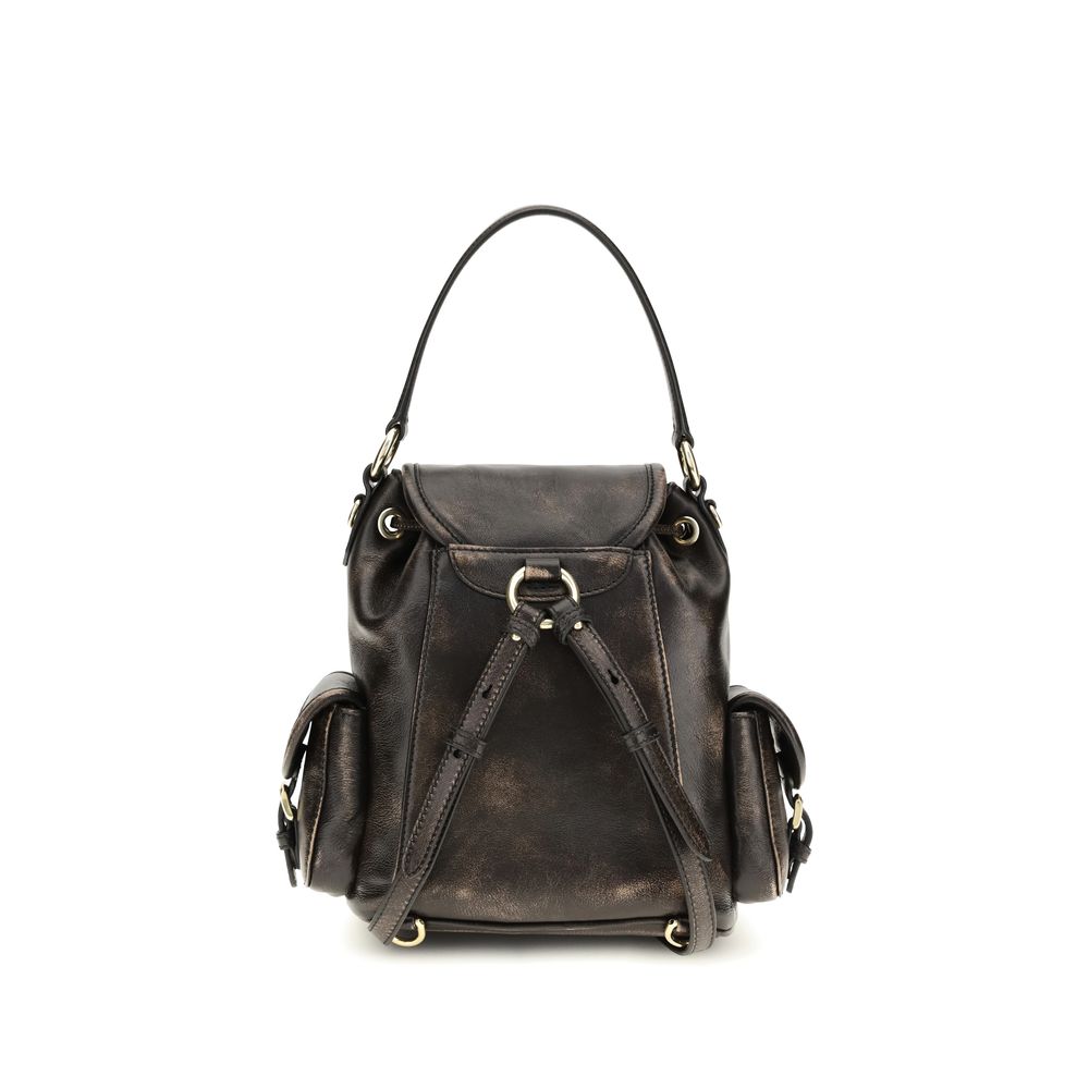 Miu Miu Medium Leather Multi-Pocket Backpack - Coffee Brown