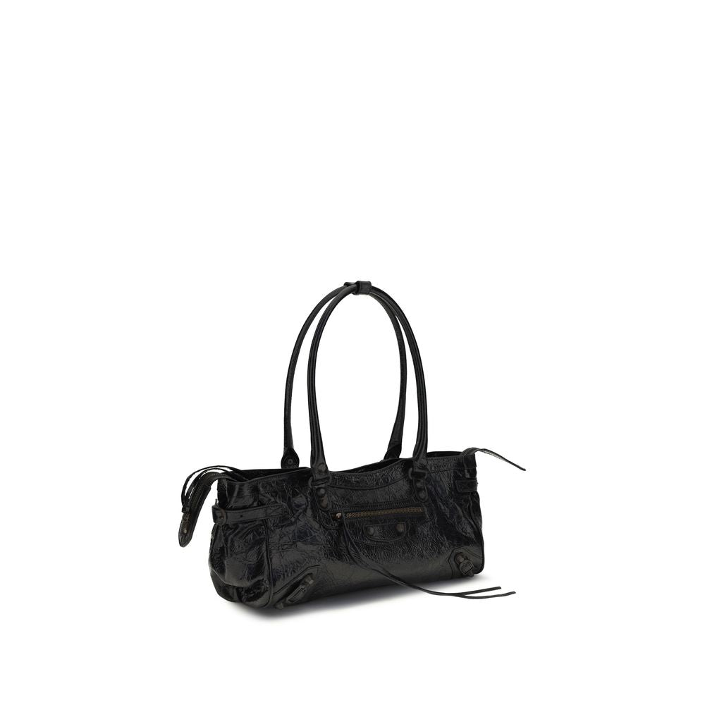Balenciaga Le City Bag East-West - Black Arena Lambskin
