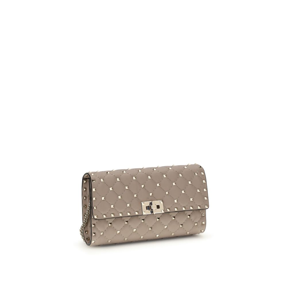 Valentino Garavani Rockstud Spike Crossbody Clutch - Poudre Nappa Leather