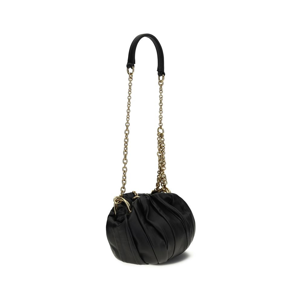 Chloé Plissé Pleated Leather Shoulder Bag - Black