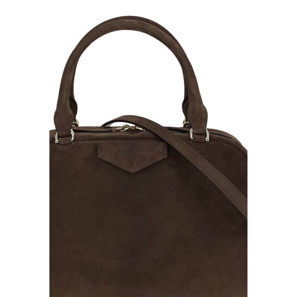 Givenchy Antigona East-West Medium Suede Bowling Bag - Ebony Brown