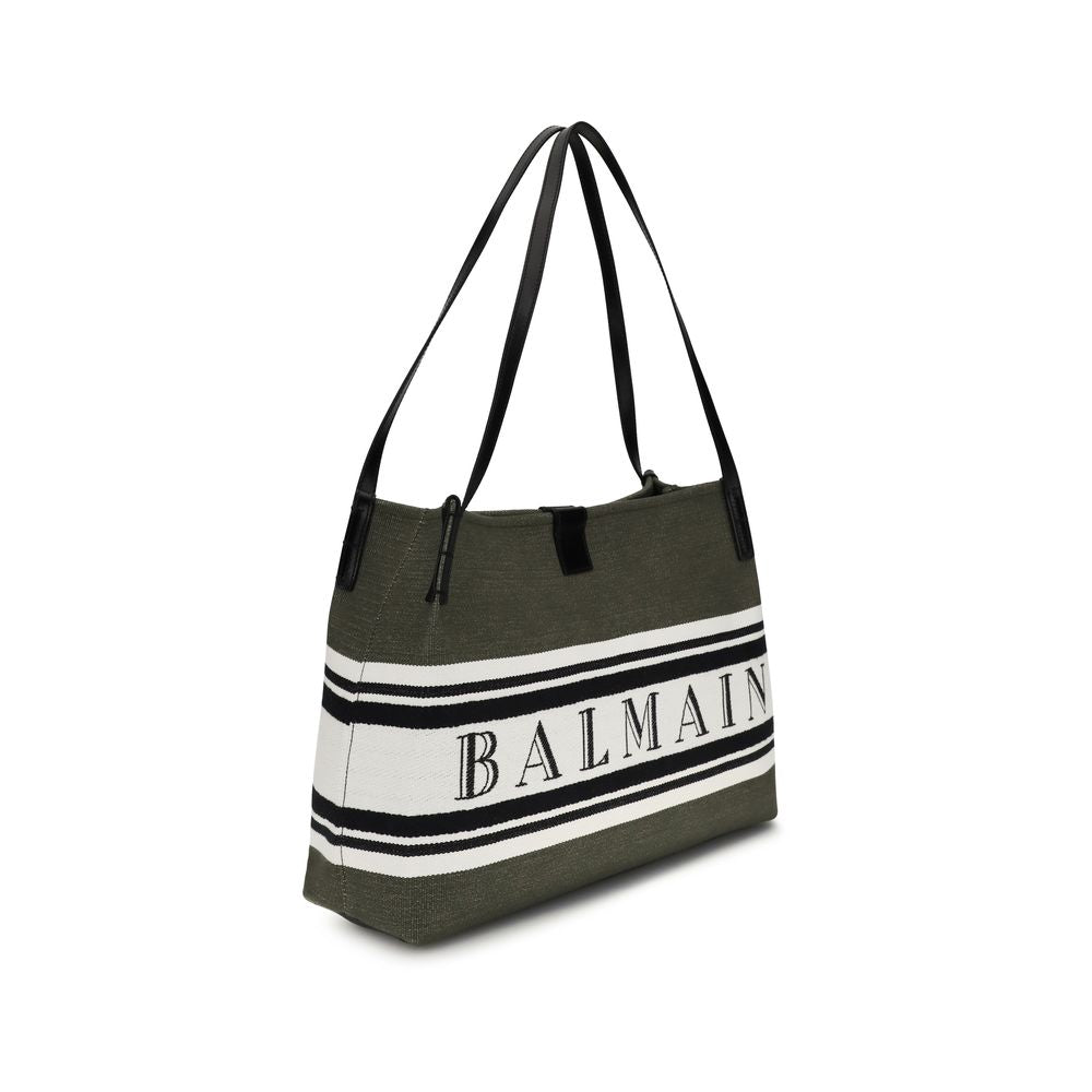 Balmain Medium Release Shopper Bag - Canvas & Calfskin