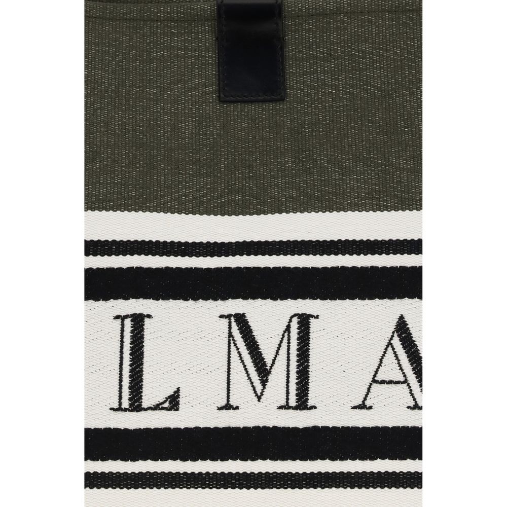 Balmain Medium Release Shopper Bag - Canvas & Calfskin