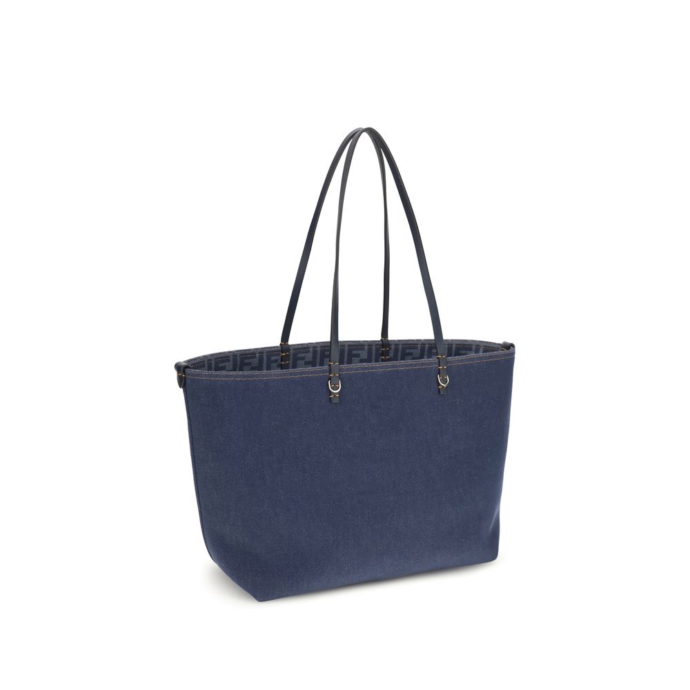 Fendi Roll Large Reversible Shopper Bag - Denim Blue FF Jacquard
