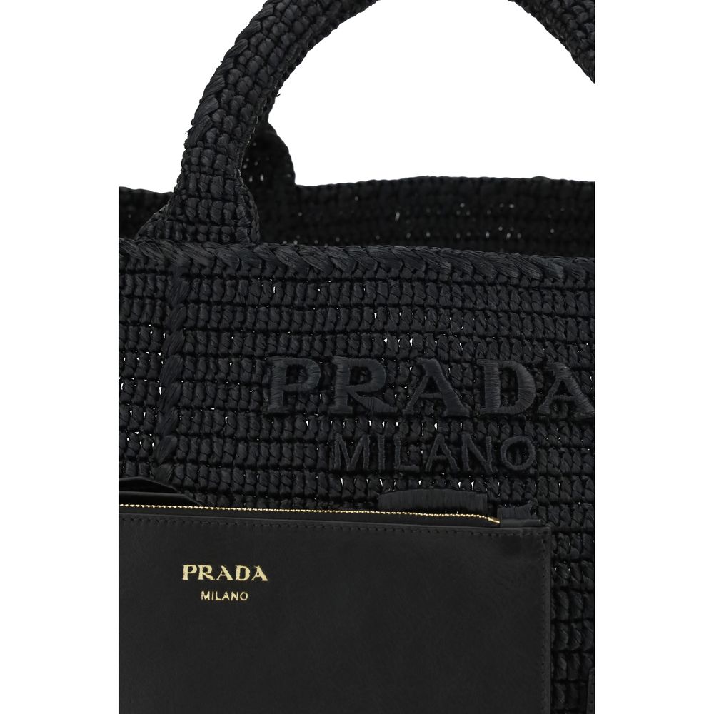 Prada Crochet Tote Bag Large - Black