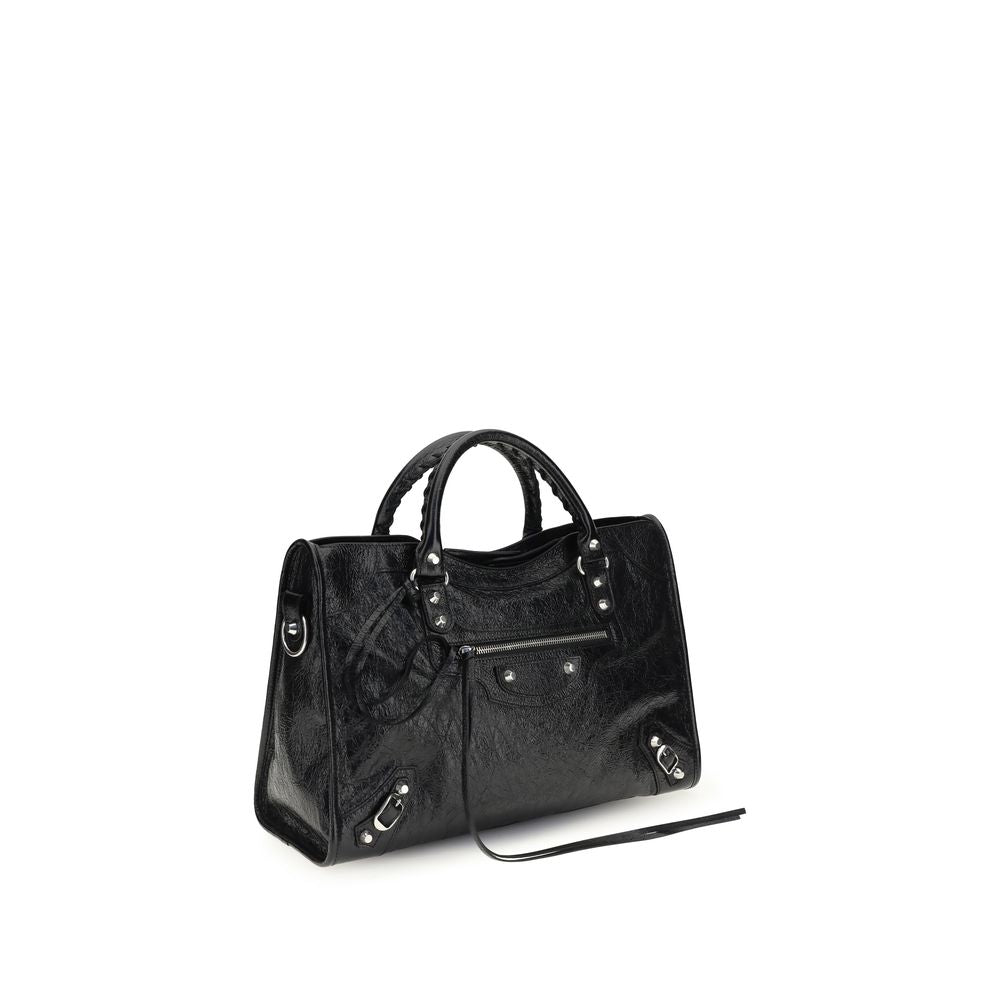 Balenciaga Le City Bag Medium - Black Lambskin with Silver Hardware