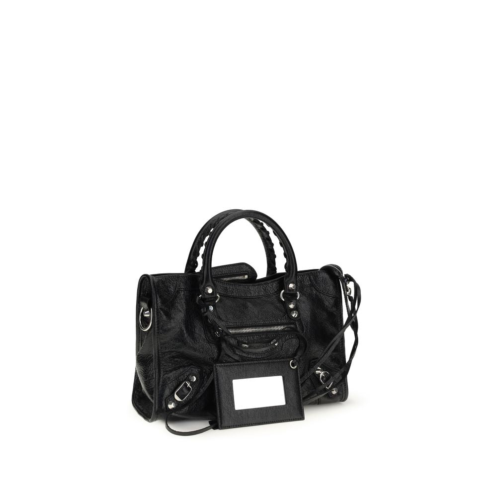 Balenciaga Le City Small Bag - Black Arena Lambskin & Shiny Silver Hardware