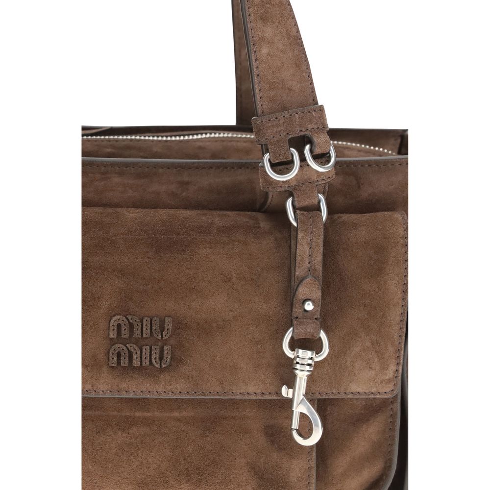 Miu Miu Utilitaire Suede Shopping Bag - Cocoa Brown