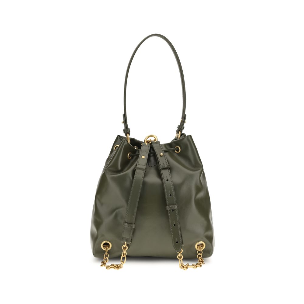 Balmain Pulse Calfskin Leather Backpack - Olive Green