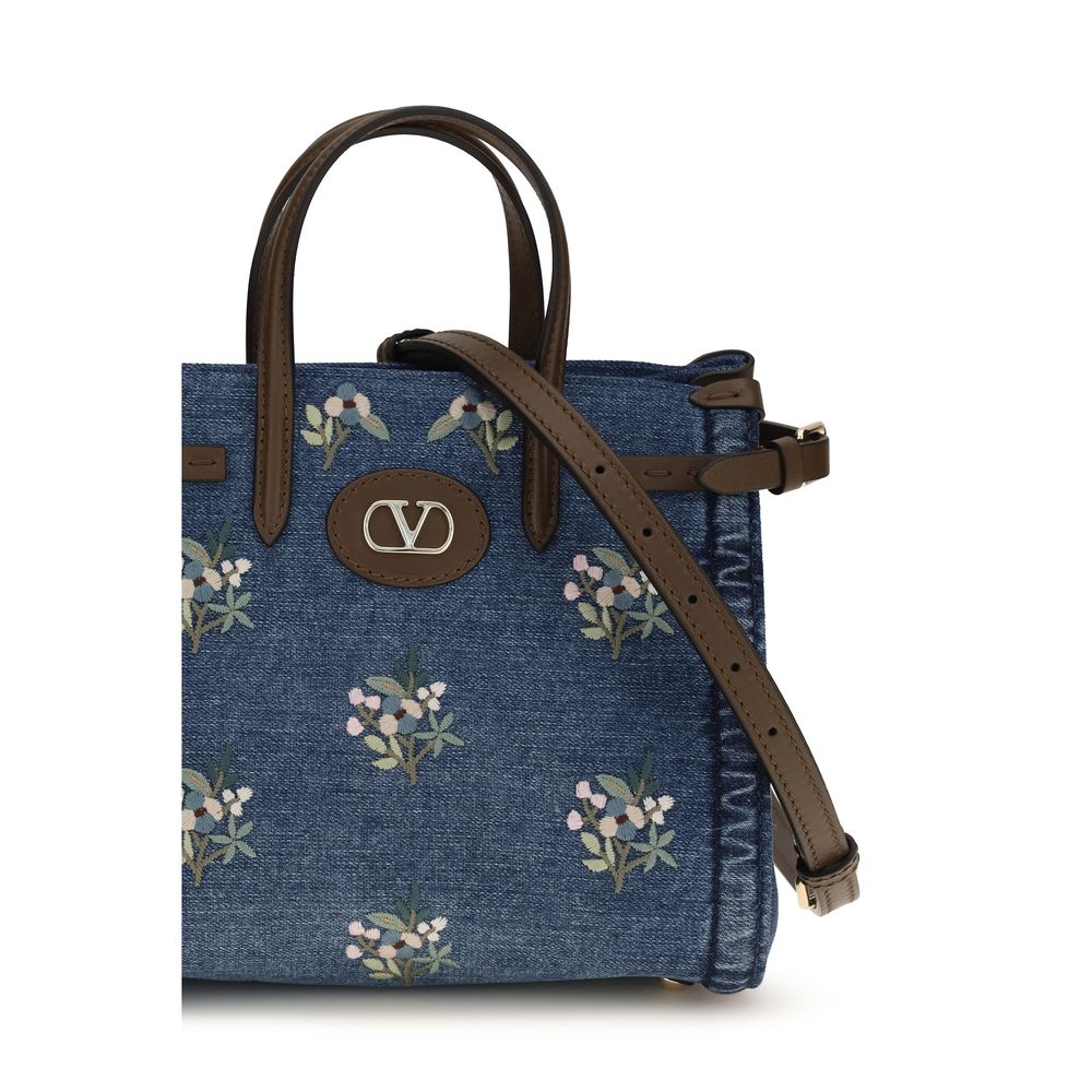 Valentino Garavani Antibes Small Canvas Embroidered Bag - Denim